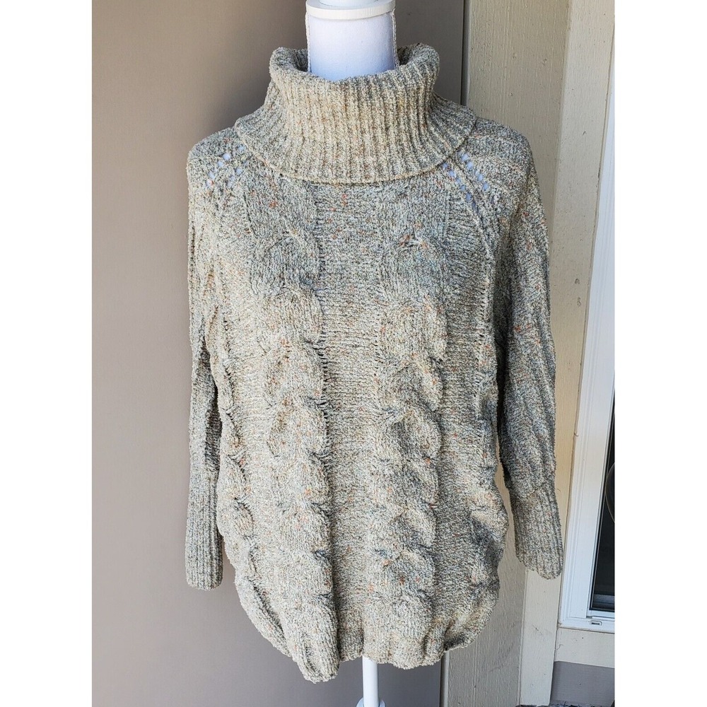 Moon & Madison Turtleneck Sweater Womens Small Green‎ Cable Knit Long Sleeve